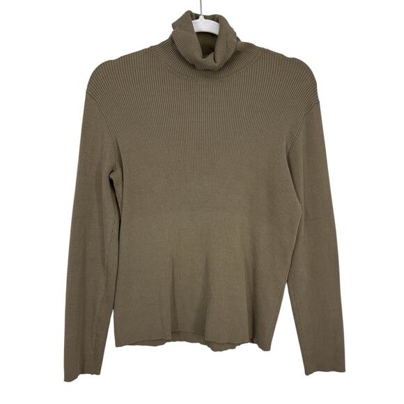 Chicos 1 Ribbed Knit Silk Blend Turtleneck Size Medium Gray Long Sleeve Pullover - Picture 1 of 7
